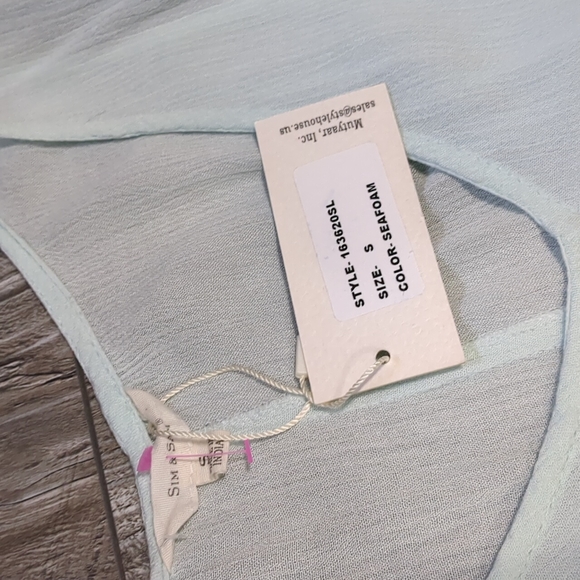 Sim and Sam Sleeveless Seplum Sea Foam Top S - Picture 5 of 5